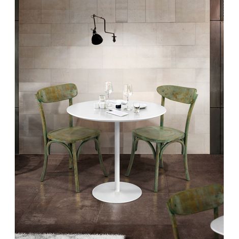 Tavolo Rotondo in Metallo Bianco Opaco Dimensione Tavoli: Ø 120 cm