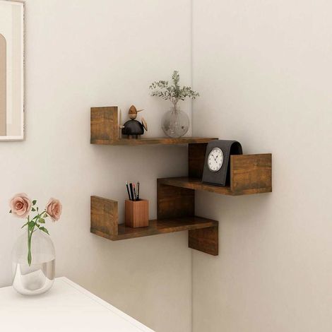 vidaXL Scaffale Parete Angolo Rovere Anticato 40x40x50cm