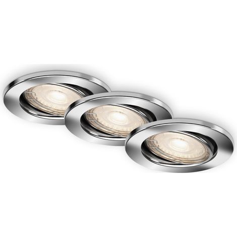 LED Einbauleuchte BRILONER LEUCHTEN FIT MOVE, 5 W, 400 lm, IP23, chrom, Metall, inkl., 3x GU10, 3er Set, Ø 8,6 cm (1/4)