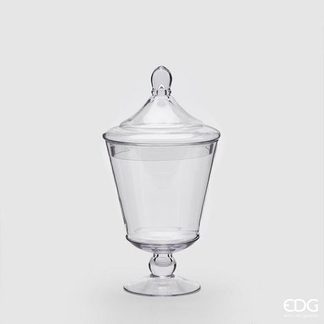 Contenitore decorativo Svasato in vetro con coperchio da Ø21 x h40 cm