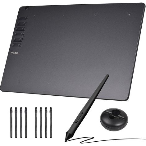 VINSA T1161 Grafiktablett, ultradünn, für kreatives Zeichnen und Skizzieren, mit batterielosem Stift, 8 Ni-3-Zündkerzen