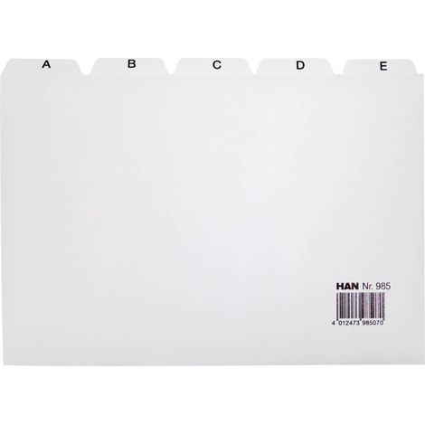 HAN 985 Fiches pour répertoire DIN A5 horizontal A-Z polypropylène gris 25 onglets 985 (1/2)