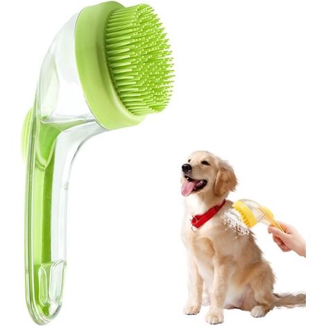 Spazzola da bagno per animali domestici, spugna da massaggio per animali domestici, per animali a pelo lungo e corto, verde, toelettatura per animali domestici (1/5)