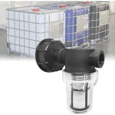 1000-Liter-Tankanschlusshahn, Gartenschlauchverbinder für Regenwassersammler mit Filterfunktion, S60x6 IBC-Wassertankadapter (1/2'' Innengewinde) (1/4)