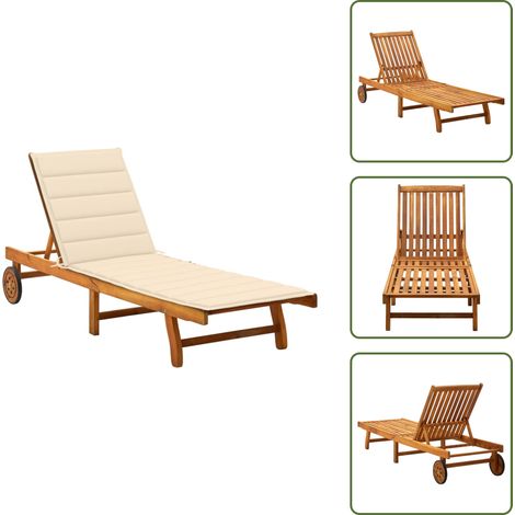 Lettino da piscina - vidaXL Lettino Prendisole da Giardino con Cuscino Massello di Acacia - Lettino in legno