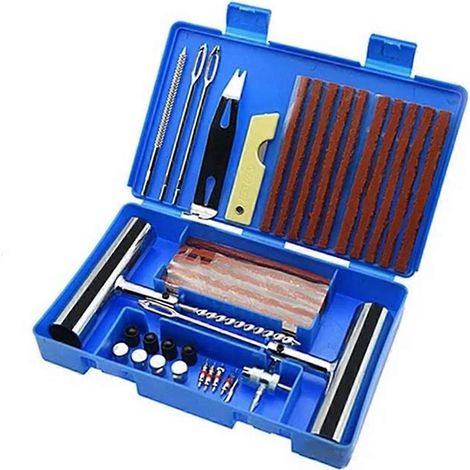 Kit de réparation de pneus pour voiture, camionnette, moto, vélo, outils de réparation de crevaison, kit de rivets robuste pour pneus tubeless d'urgence (1/5)