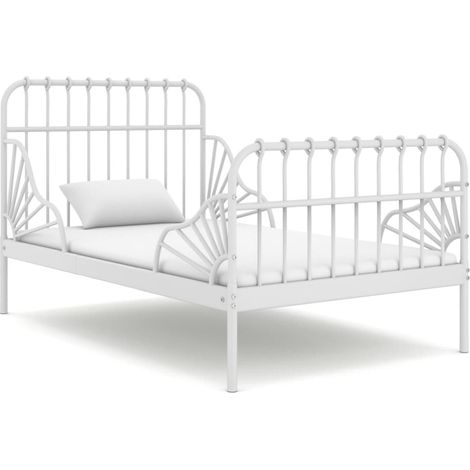 Lit simple pour adulte - Cadre de lit extensible Blanc Métal 80x130/200 cm BV844699 - BonneVie (1/5)