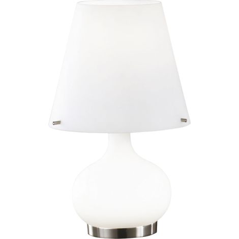 Lampe De Table Ade En Métal Et Verre Soufflé Blanc, Design Élégant Avec Double Interrupteur, Douille G9 Et E14, 230 V, Code 2533-34-102 (1/3)