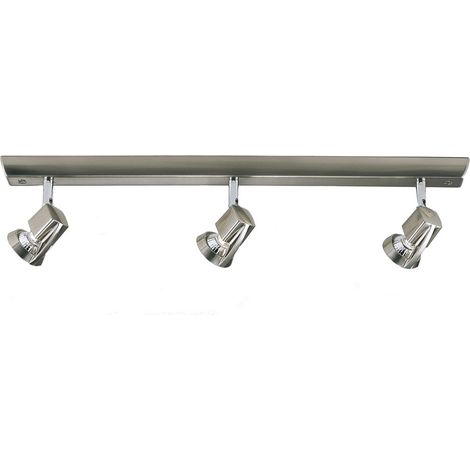 Regleta de techo “Arco” de tres focos orientables (3xGU10) IP20 fabricado en acero y zamak color níquel satinado (1/3)