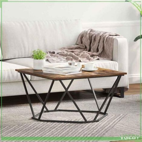 Table basse - Chêne fumé - 80 x 80 x 45 cm - Bois d'ingénierie et acier - Style moderne (1/5)