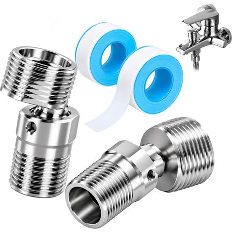 2Pcs Adaptateur Robinet Douche Réglable 360°, Raccord Excentré Inox 304 (1/5)