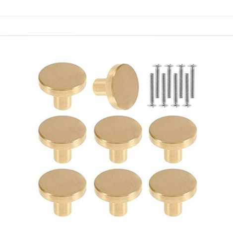 Boutons de Porte Boutons d'armoire Ronds en Laiton Massif Poignées Rondes de Meuble Vintage avec Vis pour Armoire Placards Tiroirs 20 x 25mm (8Pcs), (1/5)