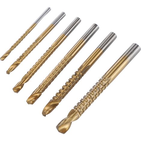 Lot de 6 mèches à métaux twist 3 4 5 6 6,5 8 mm avec scie latérale crantée pour bois PVC plaque plastique rainurage chanfreinage (1/5)
