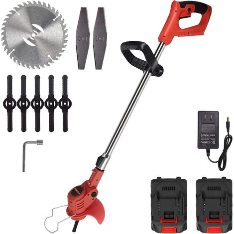 Debroussailleuse electrique sans fil-ion Herbicide électrique réglable Tondeuse à gazon Coupe-légumes Outil de jardin avec 2 piles (1/4)