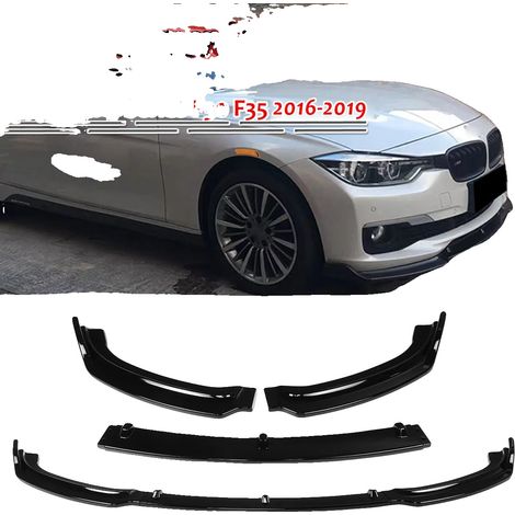 Spoiler delantero, negro brillante, compatible con Serie 3 F30 F35 2016-2019, poliuretano ligero, fácil instalación, peso 1,5 kg. (1/5)