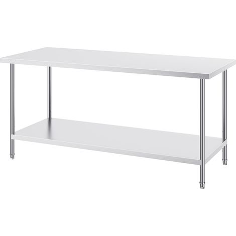 Mophorn 30 x 72 x 34 Zoll Edelstahl-Zubereitungstisch, 920 lbs Tragkraft, robuster Metall-Arbeitstisch mit 3 einstellbaren Höhenstufen, gewerbliche Arbeitsstation für Garage, Restaurant, Hinterhof (1/5)