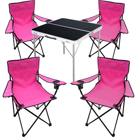 5-teiliges Campingmöbel Set schwarz - pink-MMC330883B+4xMPO2471 (1/5)