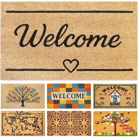 Paillasson Exterieur Entree - Classic Welcome - 40x70 cm - Tapis Entree Exterieur Antidérapant - Tapis Coco Interieur - Paillasson Coco (1/5)