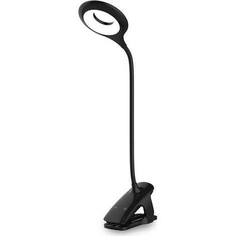 3W Lampe de Bureau LED sans Fil Rechargeable, 24LEDs, Lampe de Lit Tactile avec Clip, Petite Lampe de Lecture pour enfant, Portable Lampe Pince Noire