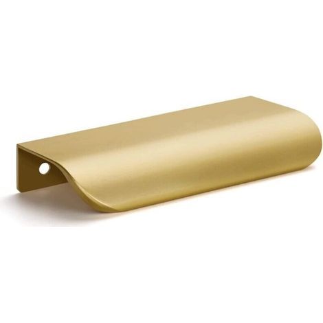Poignée de meuble cuisine invisible en alliage d’aluminium, finition or mat, entraxe 128mm, longueur 150mm, design moderne (1/4)