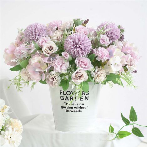 Roses - Fleurs Artificielles - Tissu et Plastique - Pétales Souples - Pour Mariage Décoration Intérieure Centre de Table Bouquet DIY - 1 Pièce (1/4)