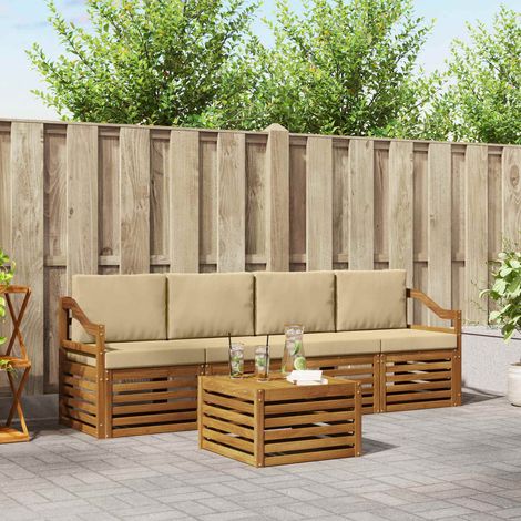 vidaXL Outdoor-Sofagarnitur 5 pcs Natur und Beige Massivholz Akazie (1/5)