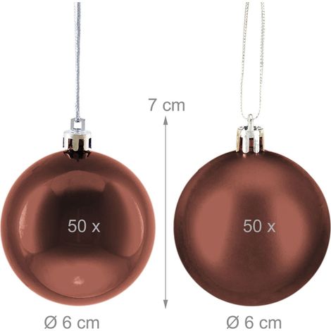 Set di 100 palline di Natale decorative opache e lucide 7 x 6 cm in polistirene rosso 130017198