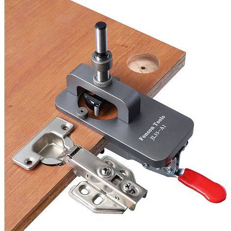 Punzone da 35 mm, guida per trapano, strumento per la ricerca dei fori delle cerniere per ante di armadi, fai da te, lavorazione del legno (1/5)