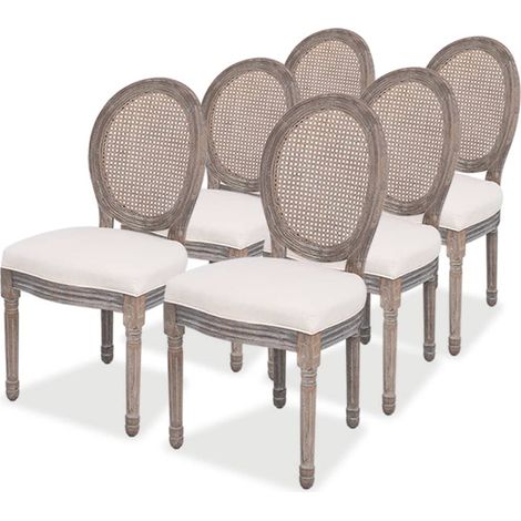 Lot de 6 Chaises à manger,Chaises de salle à manger crème tissu HH26925 (1/5)