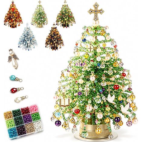 Sapin de Noël DIY en Perles avec Structure Métallique, Décoration 3D de Table, Activité Créative et Cadeau de Noël(Foi et festivités) (1/5)