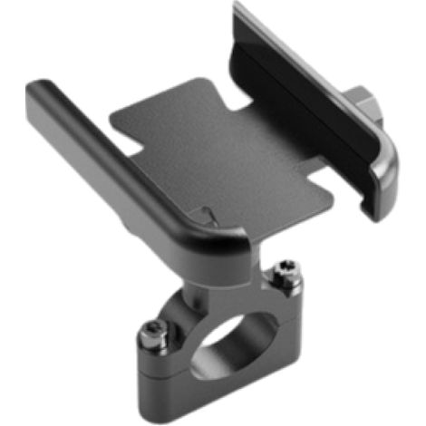 Support de téléphone portable en aluminium noir pour guidon de moto, avec système anti-vibration et fonctions navigation/photographie (1/5)