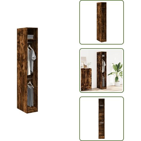 Kleiderschrank Räuchereiche 30x50x200 cm Holzwerkstoff - Kleiderschrank - Kleiderschränke - Schrank - Kleider Organizer (1/5)