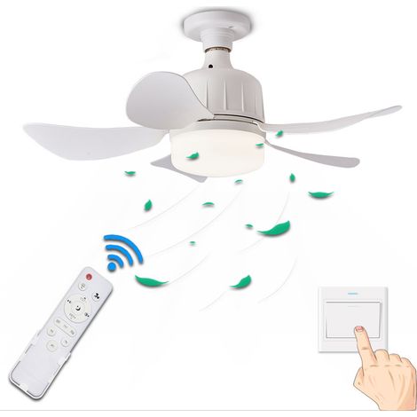 Ventilateur plafond 5 pales 2-en-1, lampe LED 3 températures de couleur silencieuse avec télécommande, 3 vitesses pour chambre salon (1/5)