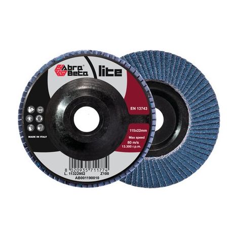 DISCO LAMELLE RADIALI ZIRCONIO ABRABETA - MM 115X22 GRANA 100- 20 pezzi