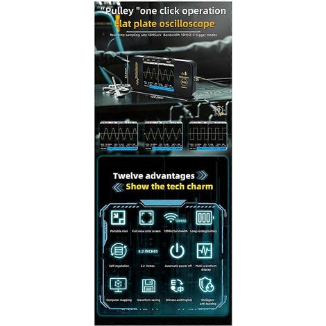 Mini-Einkanal-Tablet-Oszilloskop 10 MHz 48 MSa/s tragbar (1/5)