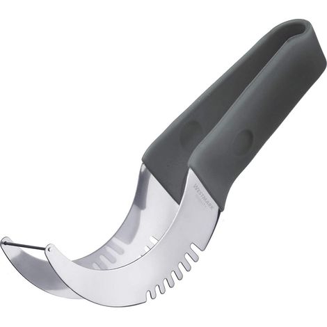 1 Coupe Pastèque, Acier Inoxydable, Lame 11cm, Fonction Pince, Noir Argent, Cuisine Domicile Restaurant