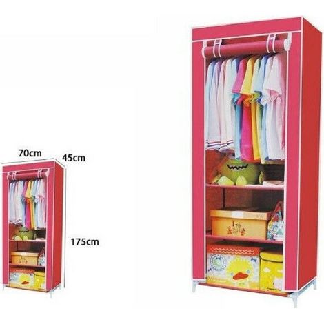 TrAdE Shop Traesio - Armadio Guardaroba Tessuto Tnt 70 X 45 X 175cm Cabina Appendiabiti Acciaio 69067 -