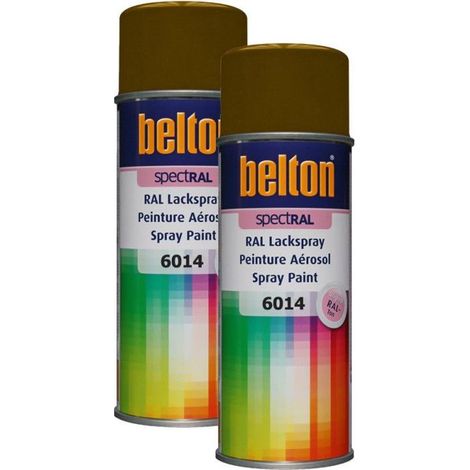2 bombes de peinture Belton Spectral RAL6014 olive jaune 400ml