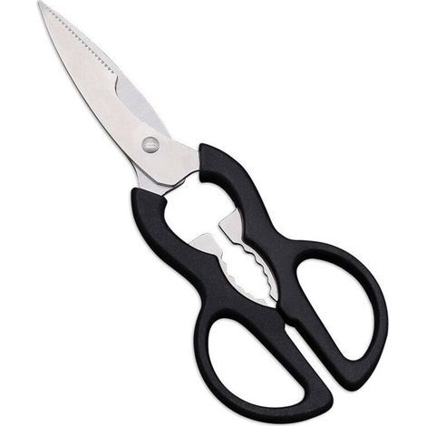 Forbici multiuso/universali, lame: 6,5 cm, acciaio inossidabile, manico nero, accessorio da cucina (1/5)