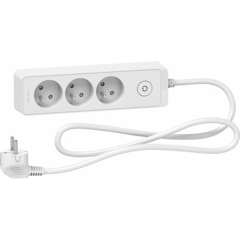 Schneider Electric – Rallonge multiprise 3 prises 2P+T ST9331W – Câble 1,5m – Interrupteur lumineux – Matériau polypropylène robuste (1/3)