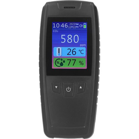 Détecteur de dioxyde de carbone 3 en 1 - Moniteur de qualité de l'air intérieur - Testeur portable de CO2 pour la température et l'humidité