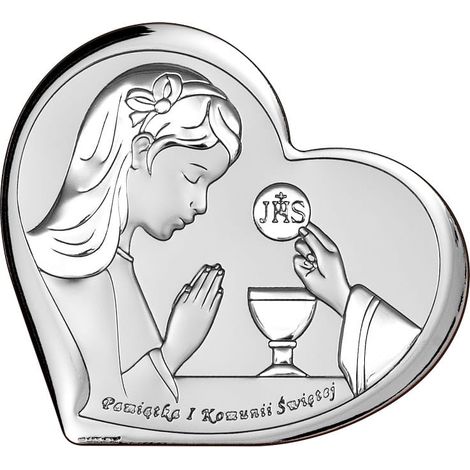 Quadro in argento con incisione in occasione della Prima Comunione per una bambina 6517A 11,5 x 10 cm (1/5)