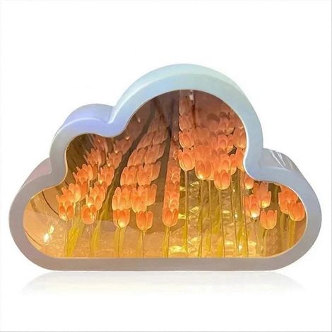 Veilleuse Tulipe Nuage faite main, en tissu à monter soi-même, avec miroir décoratif, lampe d'ambiance, cadeau d'anniversaire ou de Saint-Valentin (1/5)