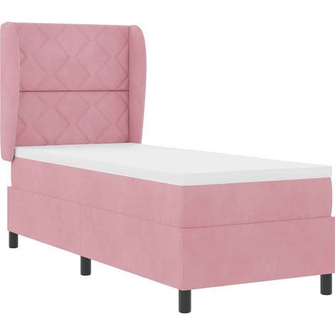 Letto a molle con testiera Rosa 200 x 80 cm Velluto (1/5)