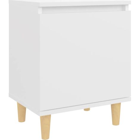 Table de chevet,Cabinet de chevet,Table de nuit avec pieds en bois massif Blanc 40x30x50 cm CFW735154 (1/5)