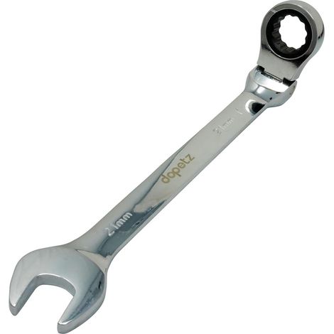 Dapetz® 21mm Flexible Head Ratchet Metric Spanner - Open End & Ring Combination, Mirror Polished, Raised Panel, Chrome Vanadium Steel Spanner for Mechanics (1/5)