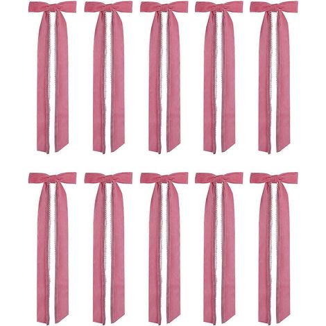 10 Stück Perlenquasten, samtige Schleifenornamente, Weihnachtsbaumschmuck, Schleifendekoration für Kränze, Kaminsimse, Feste, Feierlichkeiten, Rosa (1/5)