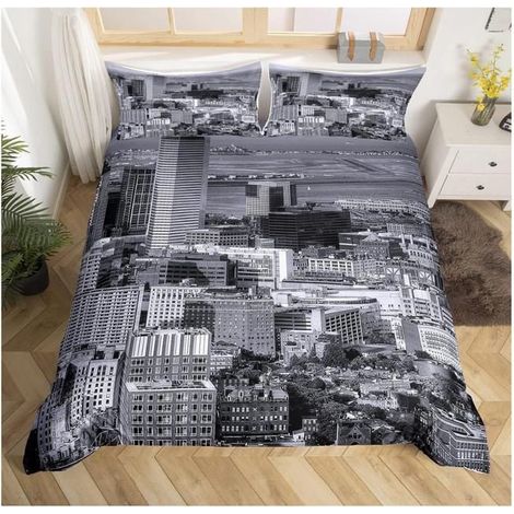 Cityscape Parure de Lit 240x260cm Ensembles de paysages européens historiques de Housse de Couette City Building -5CJ (1/5)