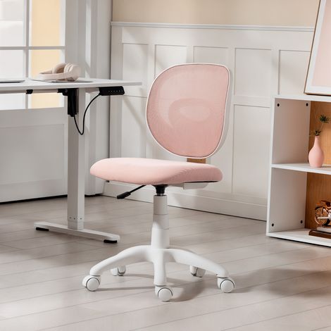 Chaise de bureau ergonomique avec dossier en forme de C, réglable en hauteur, rose (1/5)