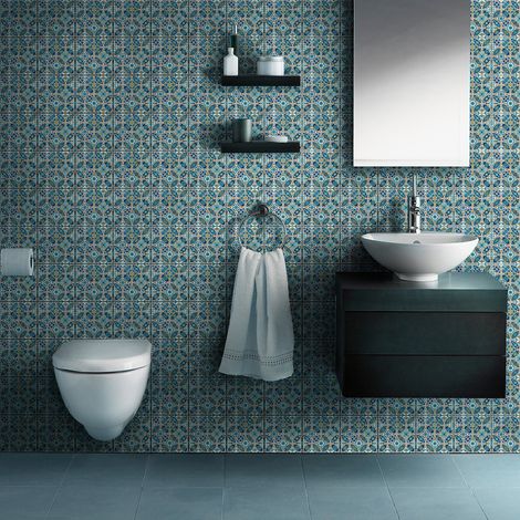 Sticker Mural Carrelage adhésif Cuisine Salle de Bain - 60 STICKERS CARRELAGES AZULEJOS DARIO - 60stickers10x10cm (1/5)